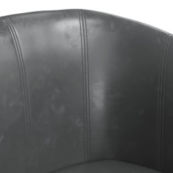 Fauteuil avec repose-pied gris similicuir 