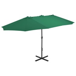 Parasol d'extérieur et mât en aluminium 460x270 cm vert 