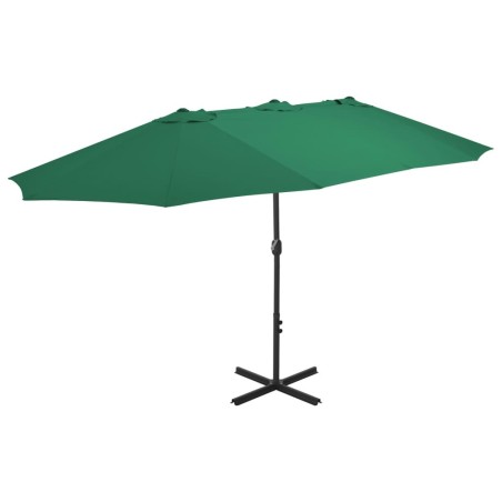 Parasol d'extérieur et mât en aluminium 460x270 cm vert 