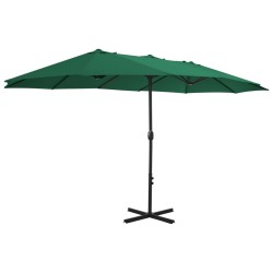 Parasol d'extérieur et mât en aluminium 460x270 cm vert 