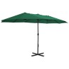 Parasol d'extérieur et mât en aluminium 460x270 cm vert 