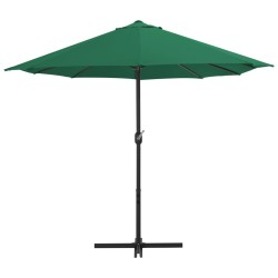 Parasol d'extérieur et mât en aluminium 460x270 cm vert 