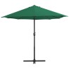 Parasol d'extérieur et mât en aluminium 460x270 cm vert 