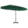 Parasol d'extérieur et mât en aluminium 460x270 cm vert 
