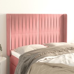 Tête de lit avec oreilles Rose 147x16x118/128 cm Velours 