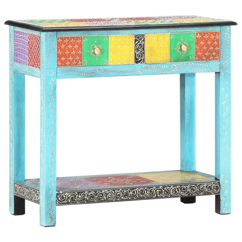 Table console peinte à la main 80x35x75 cm Bois de manguier Table console peinte à la main 80x35x75 cm Bois de manguier