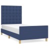 Cadre de lit sans matelas avec tête de lit bleu 90x190cm tissu 