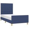 Cadre de lit sans matelas avec tête de lit bleu 90x190cm tissu 