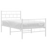 Cadre de lit métal sans matelas avec pied de lit blanc 80x200cm 