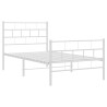 Cadre de lit métal sans matelas avec pied de lit blanc 80x200cm 