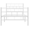 Cadre de lit métal sans matelas avec pied de lit blanc 80x200cm 