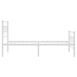 Cadre de lit métal sans matelas avec pied de lit blanc 80x200cm 