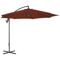Parasol de jardin en porte-à-faux avec mât en acier terre cuite 