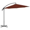 Parasol de jardin en porte-à-faux avec mât en acier terre cuite 