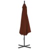 Parasol de jardin en porte-à-faux avec mât en acier terre cuite 