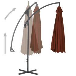 Parasol de jardin en porte-à-faux avec mât en acier terre cuite 