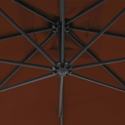 Parasol de jardin en porte-à-faux avec mât en acier terre cuite 