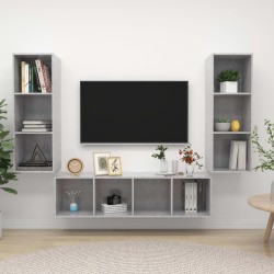 Ensemble de meuble TV 3 pcs Gris béton Bois d'ingénierie 