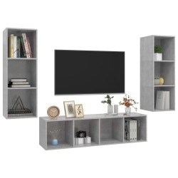Ensemble de meuble TV 3 pcs Gris béton Bois d'ingénierie 