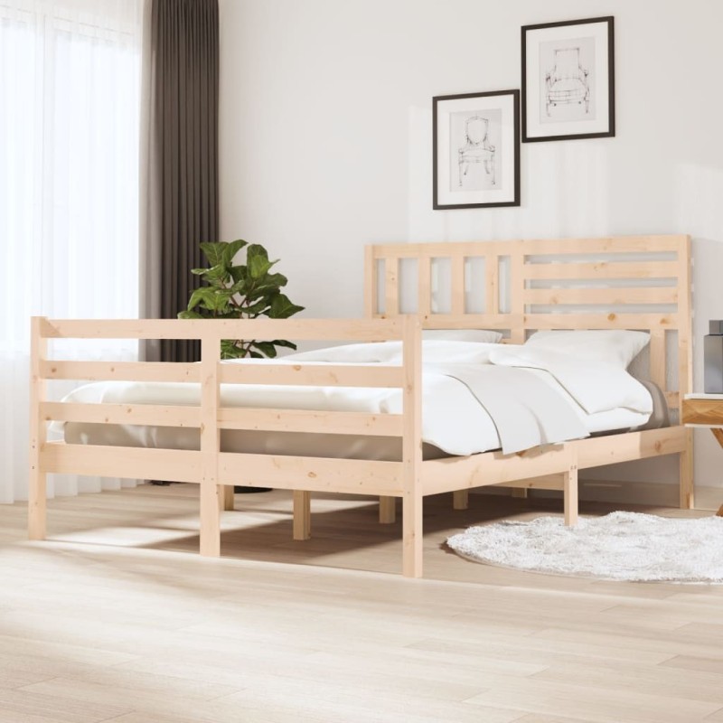 Cadre de lit sans matelas 135x190 cm bois massif 
