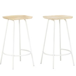 Tabourets de bar lot de 2 bois de manguier massif 