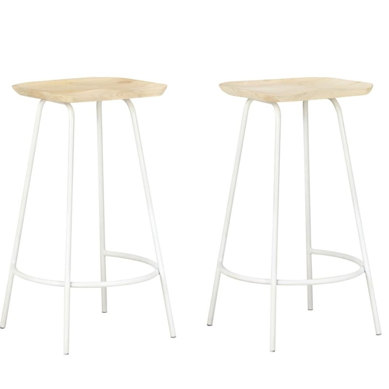 Tabourets de bar lot de 2 bois de manguier massif 