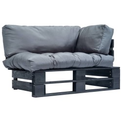 Canapé de jardin palette avec coussins gris Pinède 