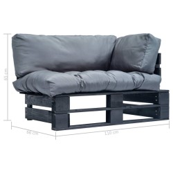 Canapé de jardin palette avec coussins gris Pinède 