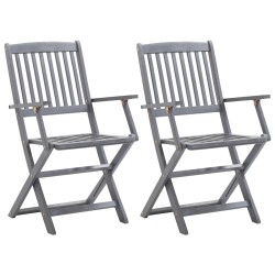 Chaises pliables d'extérieur lot de 2 et coussins Bois d'acacia 