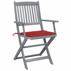 Chaises pliables d'extérieur lot de 2 et coussins Bois d'acacia 