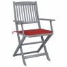 Chaises pliables d'extérieur lot de 2 et coussins Bois d'acacia 