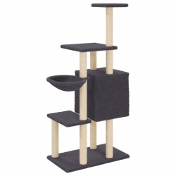 Arbre à chat avec griffoirs en sisal Gris foncé 131 cm 