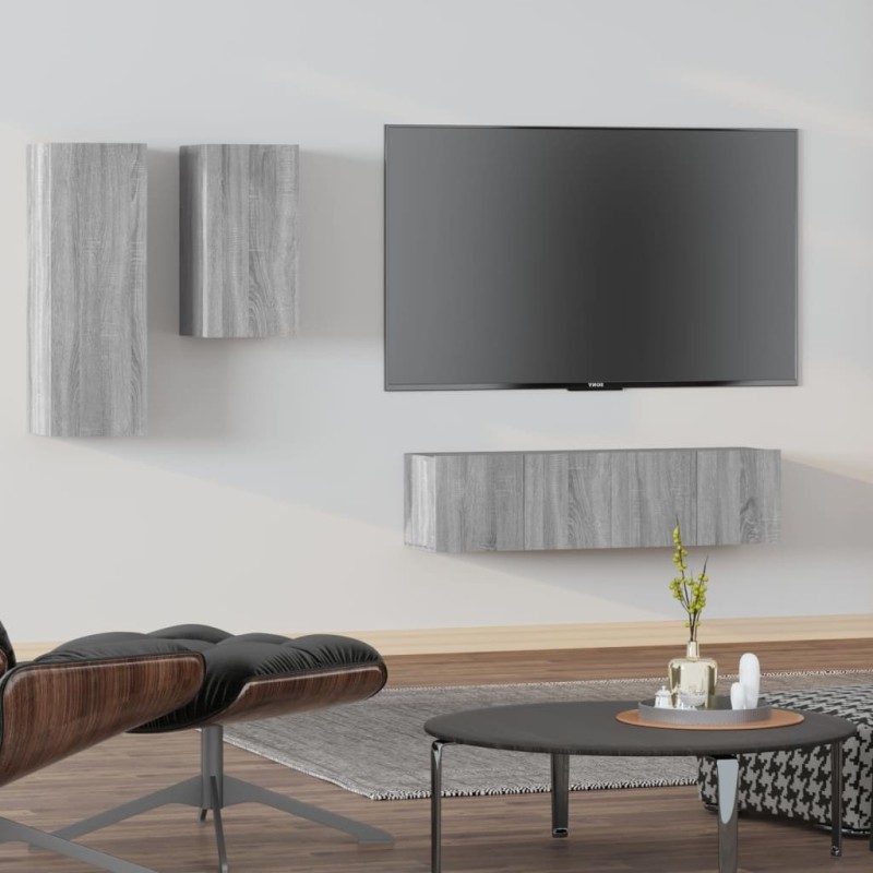 Ensemble de meubles TV 4 pcs Sonoma gris Bois d'ingénierie 