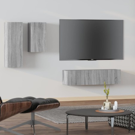 Ensemble de meubles TV 4 pcs Sonoma gris Bois d'ingénierie 