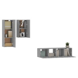 Ensemble de meubles TV 4 pcs Sonoma gris Bois d'ingénierie 
