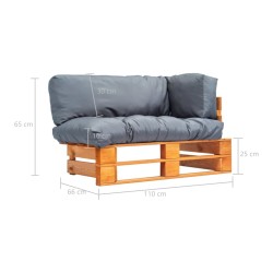 Canapé palette de jardin avec coussins gris bois de pin 