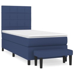 Sommier à lattes de lit avec matelas Bleu 90x190 cm Tissu 