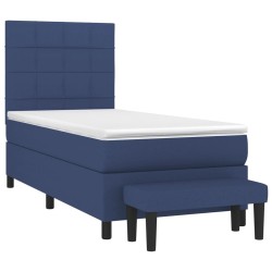 Sommier à lattes de lit avec matelas Bleu 90x190 cm Tissu 