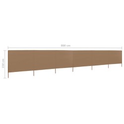 Paravent 6 panneaux Tissu 800 x 120 cm Taupe 