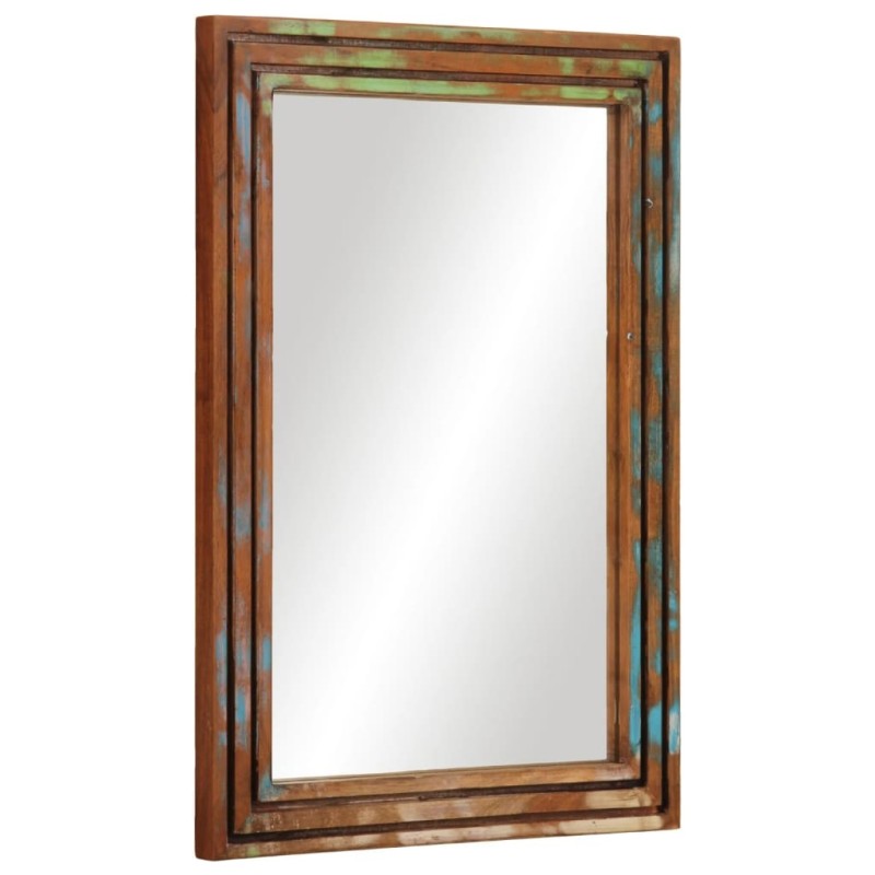 Miroir salle de bain 50x70 cm bois massif d'acacia et verre 