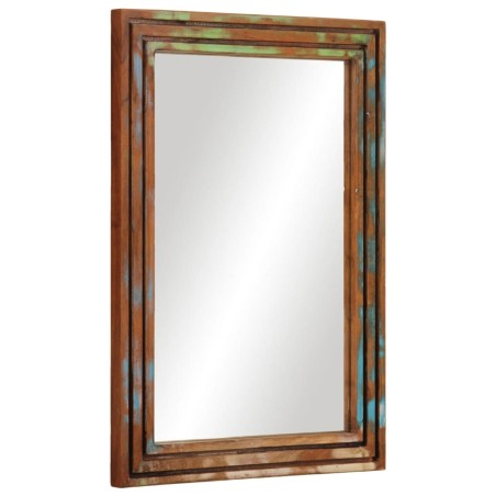 Miroir salle de bain 50x70 cm bois massif d'acacia et verre 
