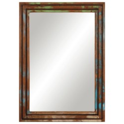 Miroir salle de bain 50x70 cm bois massif d'acacia et verre 
