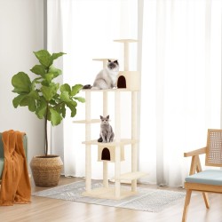 Arbre à chat avec griffoirs en sisal Crème 176 cm 