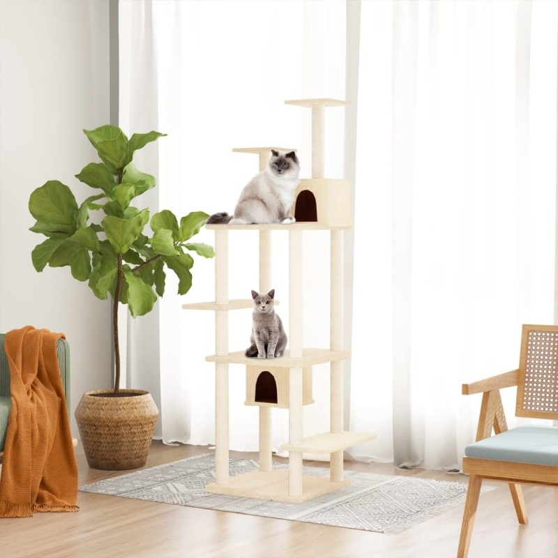 Arbre à chat avec griffoirs en sisal Crème 176 cm Arbre à chat avec griffoirs en sisal Crème 176 cm