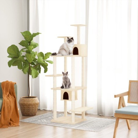 Arbre à chat avec griffoirs en sisal Crème 176 cm 