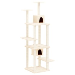Arbre à chat avec griffoirs en sisal Crème 176 cm 