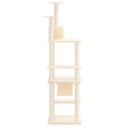 Arbre à chat avec griffoirs en sisal Crème 176 cm 
