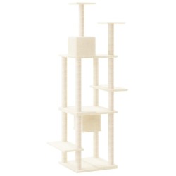 Arbre à chat avec griffoirs en sisal Crème 176 cm 