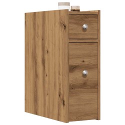 Armoire de salle de bain étroite avec roulettes chêne artisanal 
