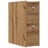 Armoire de salle de bain étroite avec roulettes chêne artisanal 